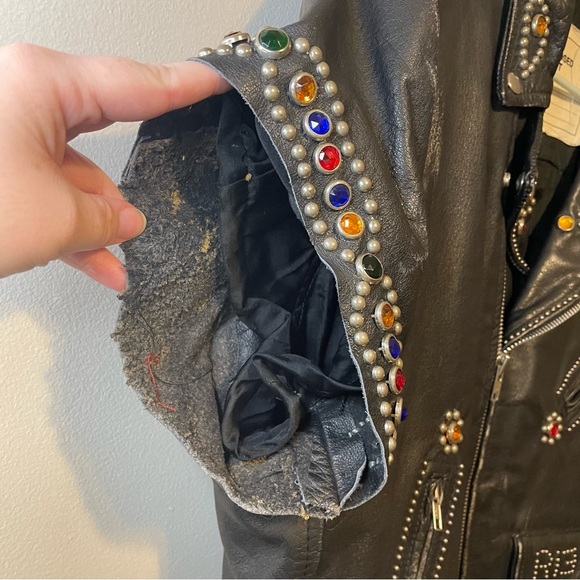R13 Repurposed Studded Embellished Biker Short Sleeve Leather Jacket RARE - Picture 10 of 15